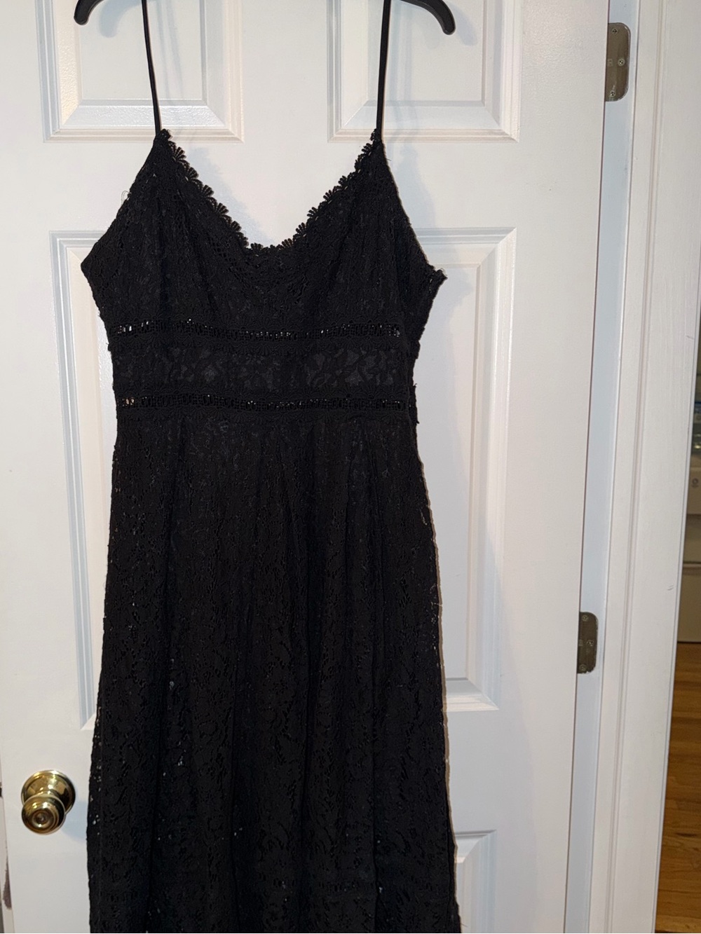 NSR Black Lace Midi Dress with Spaghetti Straps